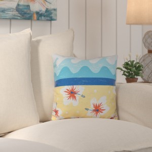 Bay Isle Home Surf, Sand and Sea Outdoor Throw Pillow BAYI2914